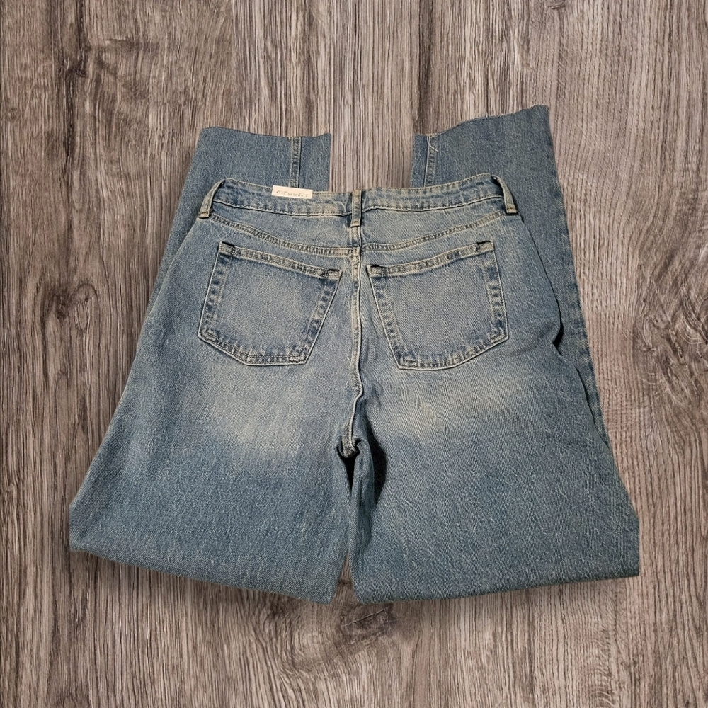 Free Assembly Classic Denim Blue Jeans with Raw Hem, Size 6, NWT - Picture 4 of 7